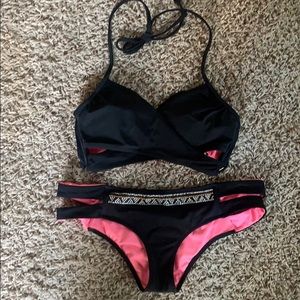 PINK never warm black bikini